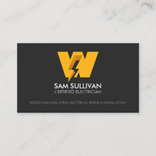 Elektriskt entreprenör Monogram W Visitkort