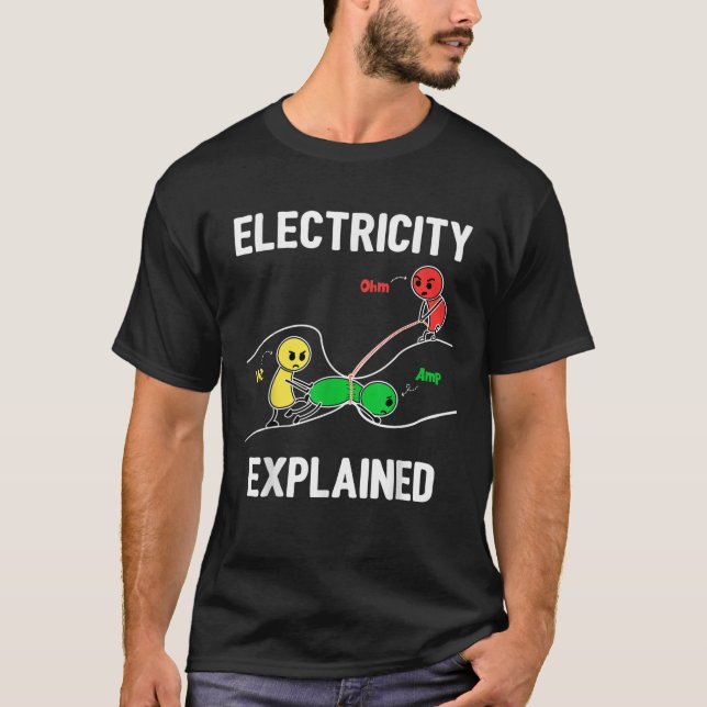 Elektriskt förklarad Volt Ampere Ohm Funny Electr T Shirt (Framsida)