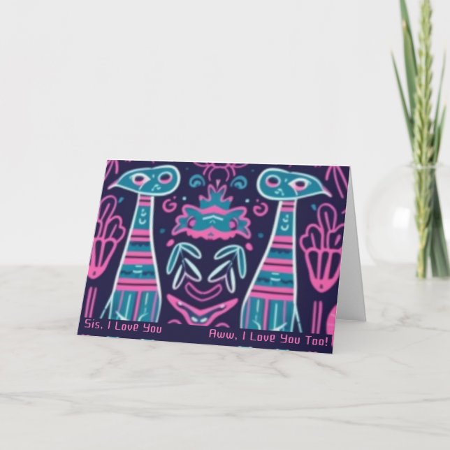 Elektriskt geometriskt Doddle Sisterly Kärlek-kort Kort (Framsida)