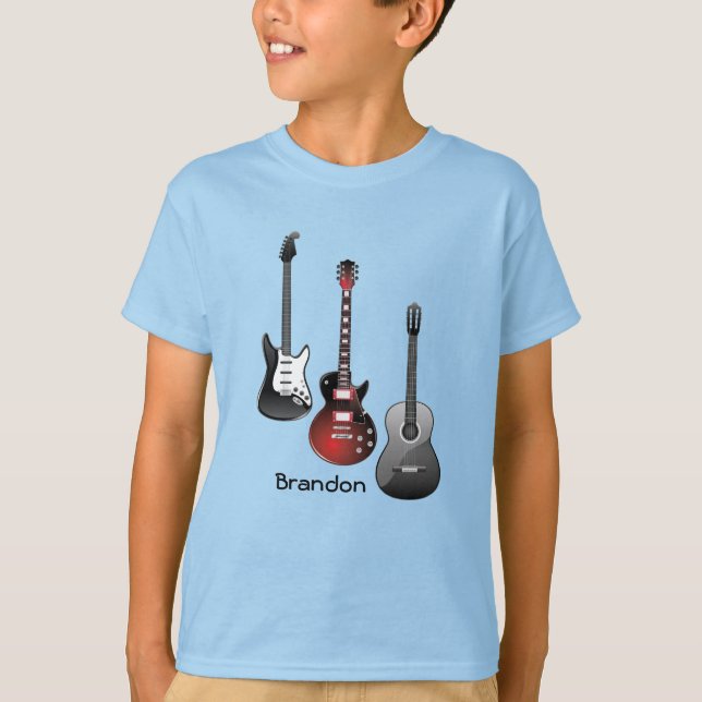 Elektriskt gitarr akustisk gitarr Personlig Namn T Shirt (Framsida)