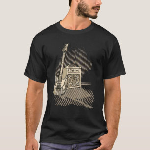 Elektriskt gitarr med förstärkaren Sten & Roll Mus T Shirt