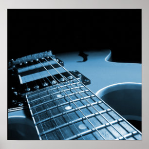 Elektriskt gitarr nära - blå poster