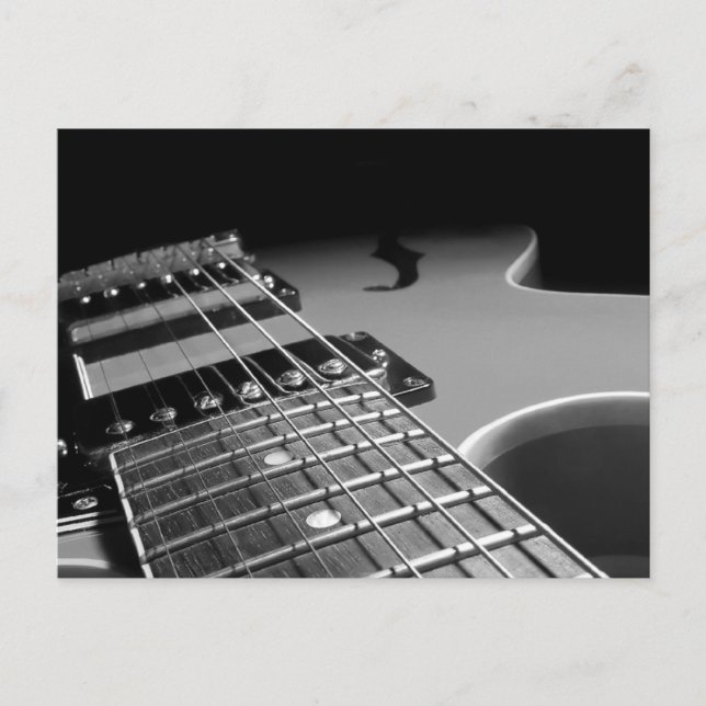 Elektriskt gitarr nära - Grått B&W Vykort (Framsida)