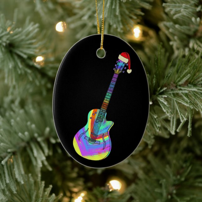 Elektriskt gitarr Psychedelic Santa Julgransprydnad Keramik (Träd)