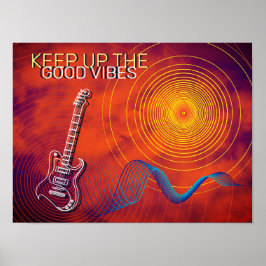 Elektriskt Guitar-Behållan upp Orangen Good Vibes  Poster