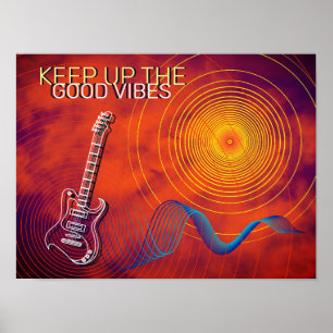 Elektriskt Guitar-Behållan upp Orangen Good Vibes  Poster