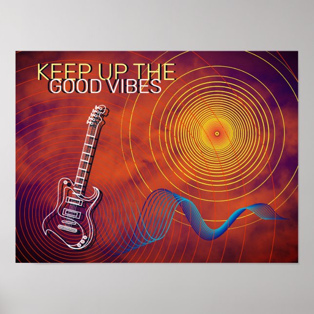 Elektriskt Guitar-Behållan upp Orangen Good Vibes  Poster (Framsidan)