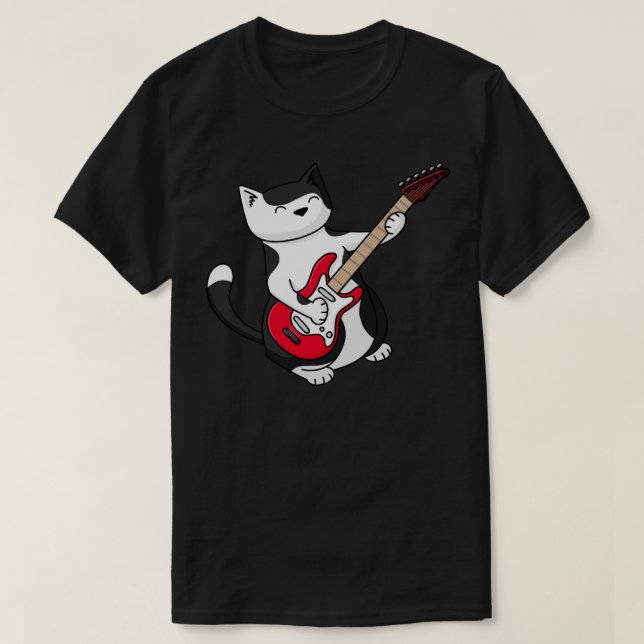 Elektriskt Guitar Cat T Shirt (Design framsida)