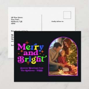 Elektriskt Helgdag Merry och Bright Retro-jul Helg Vykort