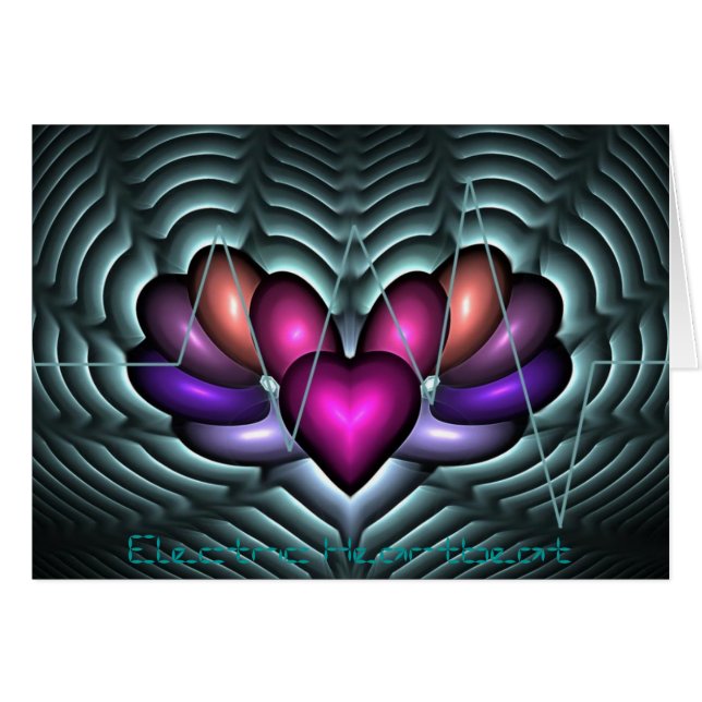 Elektriskt hjärtslag hälsningskort (Framsidan Horizontal)