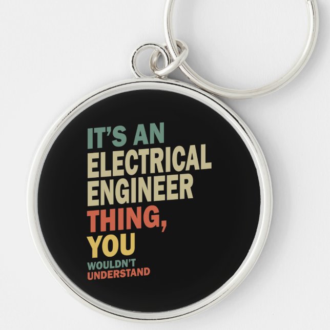 Elektriskt Ingenjör-jobb - titel-gåva Rund Silverfärgad Nyckelring (Framsidan)