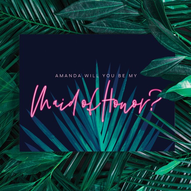 Elektriskt Kärlek Neon-Rosa är min Maid of honor? Inbjudningar (Skapare uppladdad)