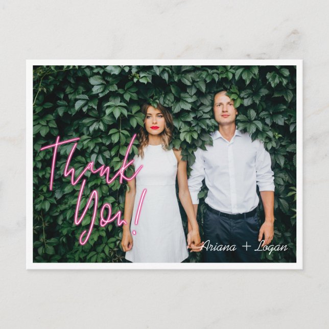 Elektriskt Kärlek Neon Rosa Heart & Typografiskt f Vykort (Framsida)