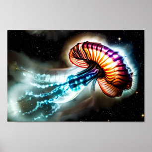 Elektriskt kosmiskt geléfisk Orbitande stjärnor Poster