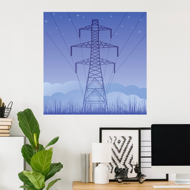 Elektriskt kraftöverföringssystem Torn vid Natten  Poster (Skapare uppladdad)