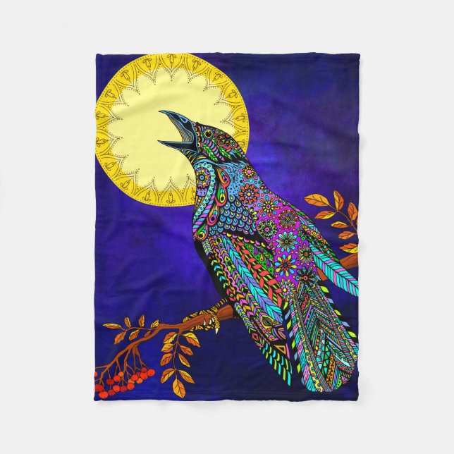 Elektriskt Kråka Fleece Blanket (Framsidan)
