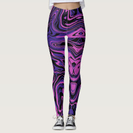 Elektriskt Lila Abstrakt Fluid Mönster Leggings