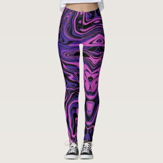 Elektriskt Lila Abstrakt Fluid Mönster Leggings