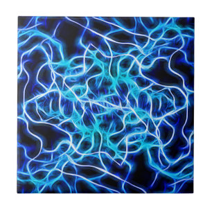 Elektriskt Neon Aqua Blue Teal Lightning Kakelplatta