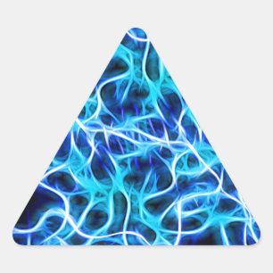 Elektriskt Neon Aqua Blue Teal Lightning Triangelformat Klistermärke
