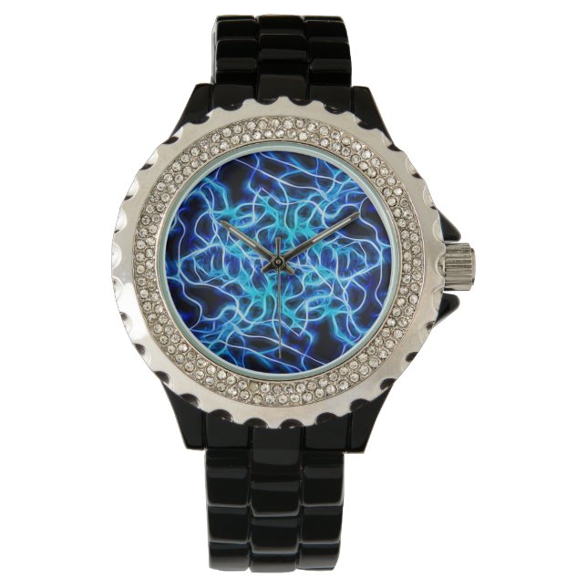Elektriskt Neon Blue Tesla Coil Lightning Armbandsur (Framsida)