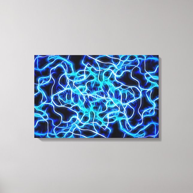 Elektriskt Neon Blue Tesla Coil Lightning Canvastryck (Framsida)