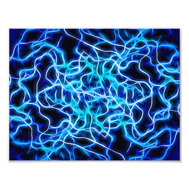 Elektriskt Neon Blue Tesla Coil Lightning Fototryck (Framsidan)