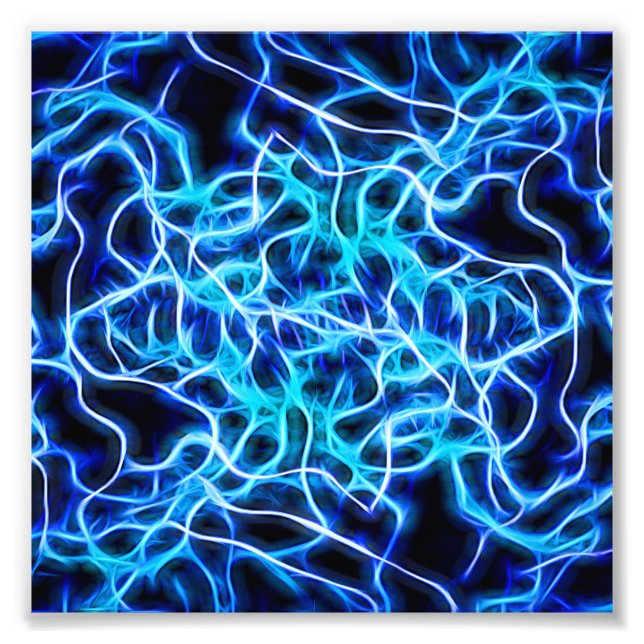 Elektriskt Neon Blue Tesla Coil Lightning Fototryck (Framsidan)