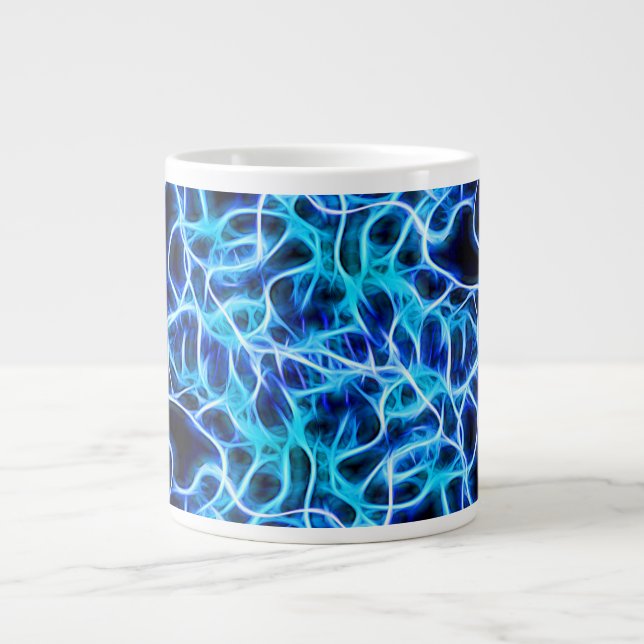 Elektriskt Neon Blue Tesla Coil Lightning Jumbo Mugg (Framsidan)