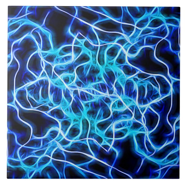 Elektriskt Neon Blue Tesla Coil Lightning Kakelplatta (Framsidan)