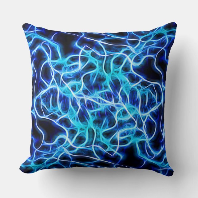 Elektriskt Neon Blue Tesla Coil Lightning Kudde (Framsida)