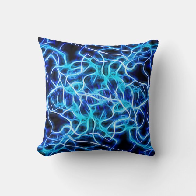 Elektriskt Neon Blue Tesla Coil Lightning Kudde (Framsida)