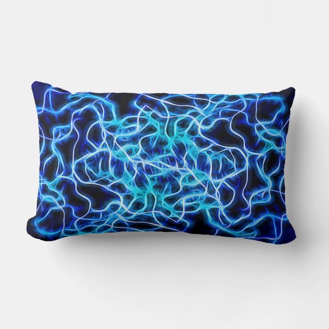 Elektriskt Neon Blue Tesla Coil Lightning Lumbarkudde (Framsida)
