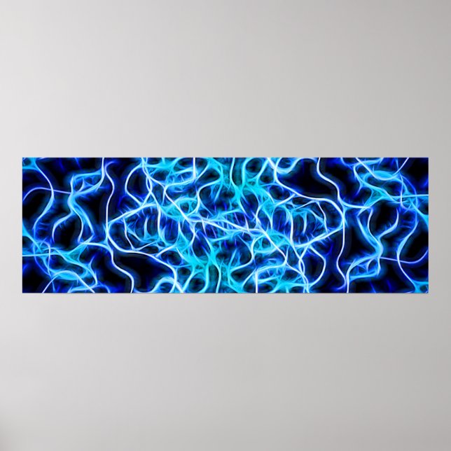 Elektriskt Neon Blue Tesla Coil Lightning Poster (Framsidan)