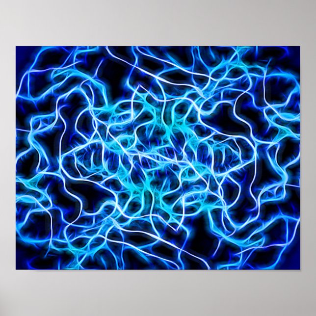 Elektriskt Neon Blue Tesla Coil Lightning Poster (Framsidan)