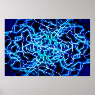 Elektriskt Neon Blue Tesla Coil Lightning Poster