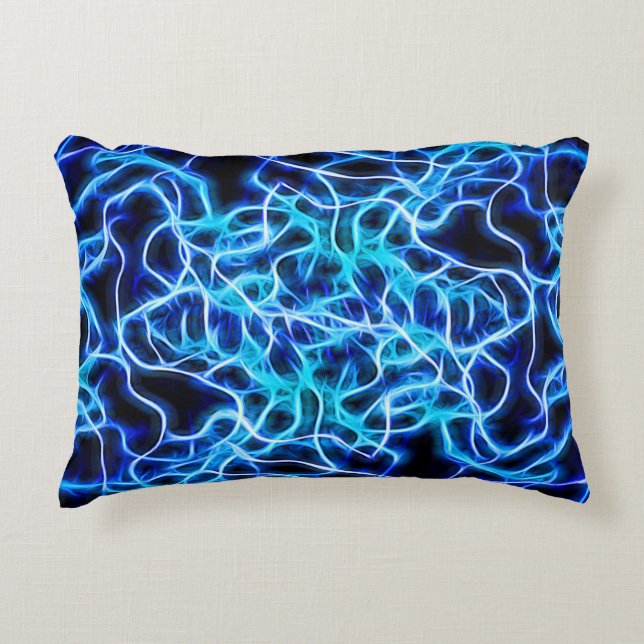 Elektriskt Neon Blue Tesla Coil Lightning Prydnadskudde (Framsidan)