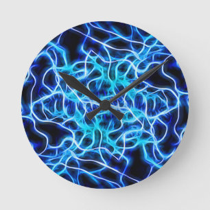 Elektriskt Neon Blue Tesla Coil Lightning Rund Klocka