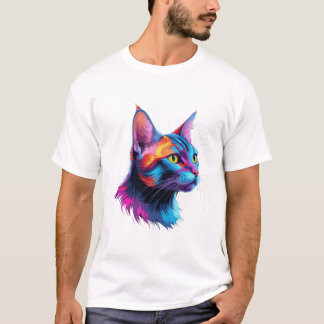 Elektriskt Neon Cat - Artsy Colorful Pet Porträtt T Shirt