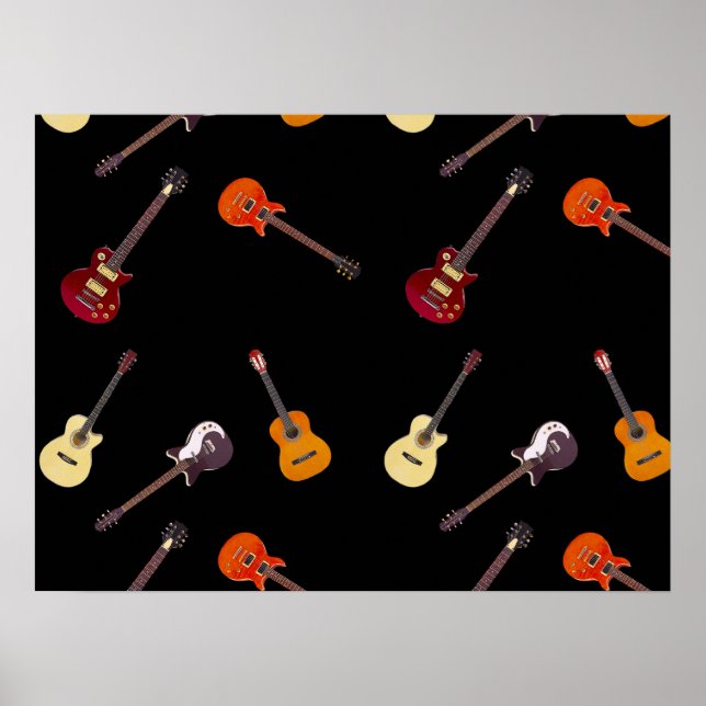 Elektriskt och akustiskt gitarkollage poster (Framsidan)