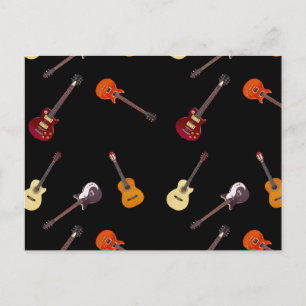 Elektriskt och akustiskt gitarkollage vykort