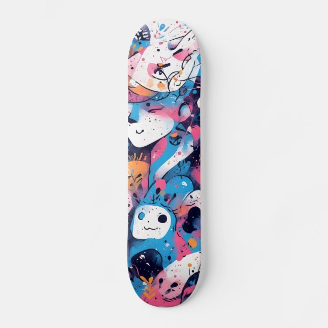 Elektriskt puckel: Neon Rosa Skateboard (Framsida)