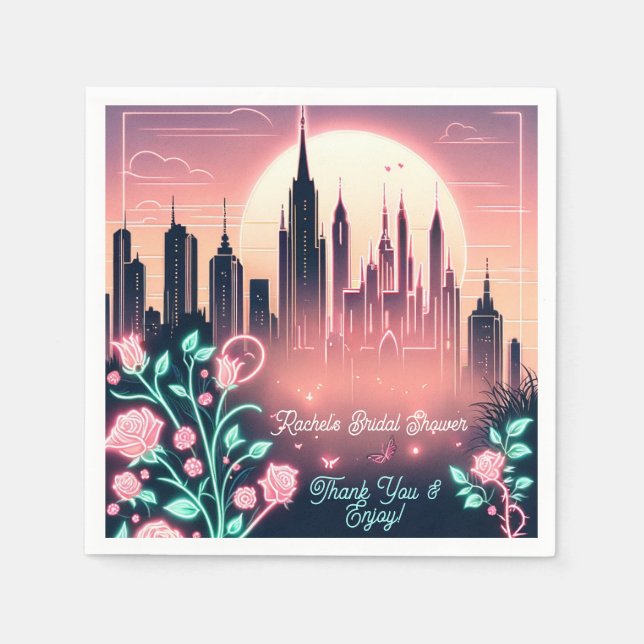 Elektriskt Ro Futuristiska Neon Möhippa Pappersservett (Framsidan)