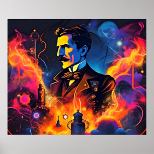 Elektriskt synfält: Nikola Teslas Blixt Poster