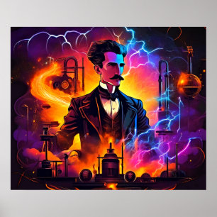 Elektriskt synfält: Nikola Teslas Blixt Poster