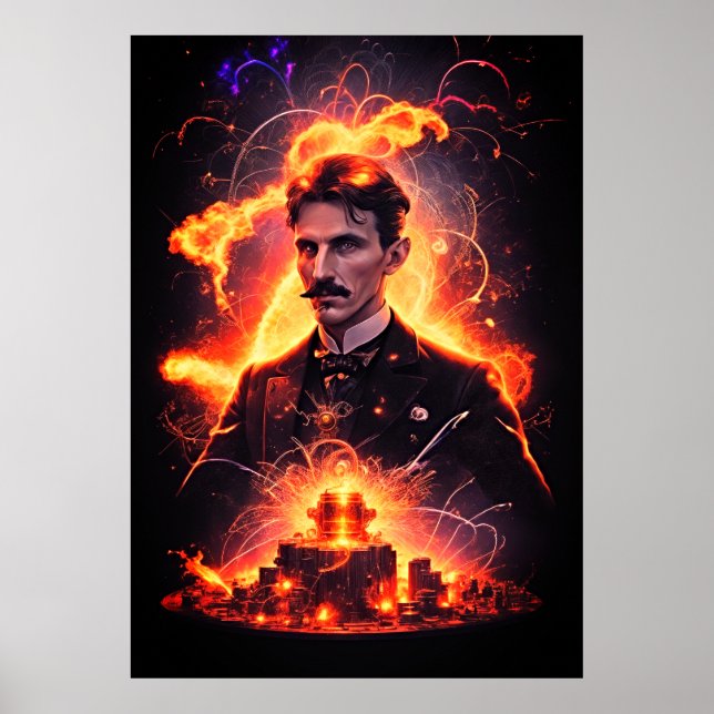 Elektriskt synfält: Nikola Teslas Blixt Poster (Framsidan)