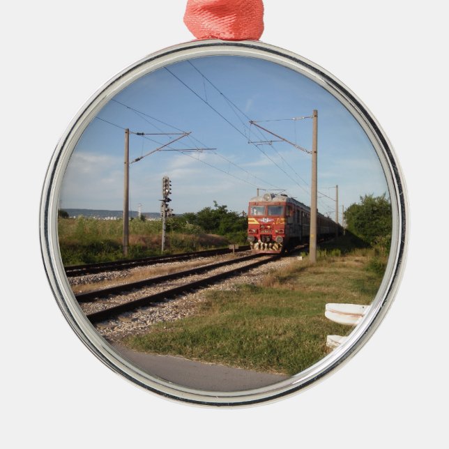 Elektriskt tåg julgransprydnad metall (Framsidan)