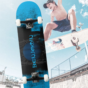 Elektriskt turkos Urban Grunge Jupiter Mini Skateboard Bräda 18,5 Cm
