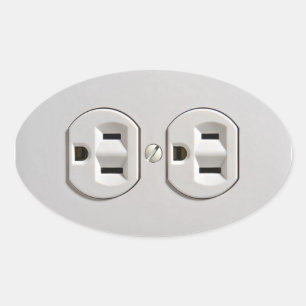 Elektriskt uttag ovalt klistermärke