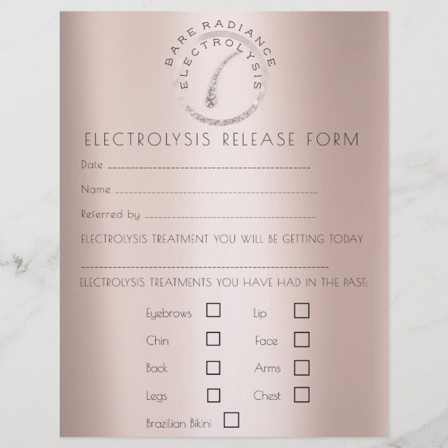 Elektrolys Depilation Liability Waiver Release Rel Reklamblad (Framsidan)